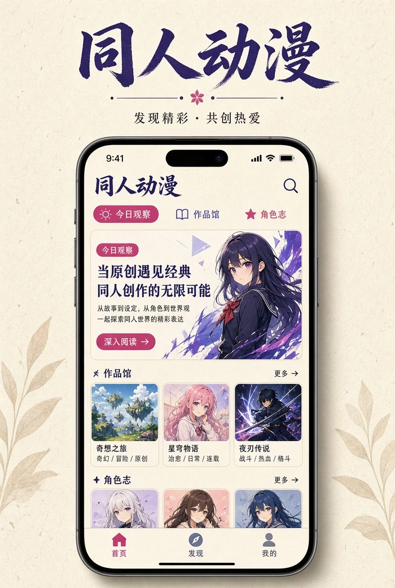 同人动漫APP移动界面视觉
